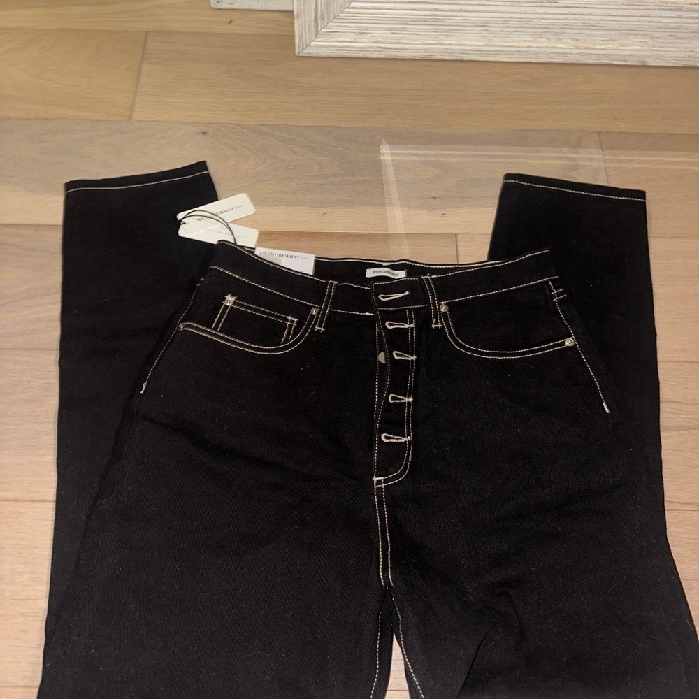 WeWoreWhat Black Jeans with White Stitching
